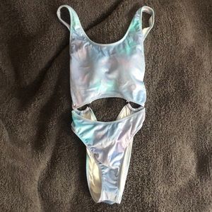 BNWT Pink Velour Tye-Dye One Piece Swimsuit